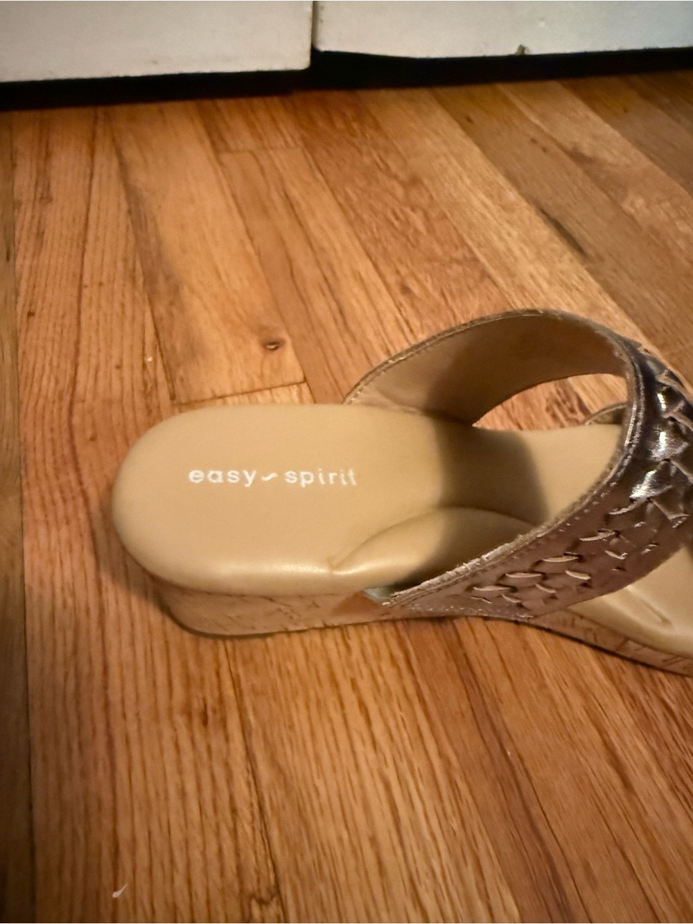 Easy Spirit Metallic Woven Double-Strap Wedge Sandals - gold - Picture 8 of 8